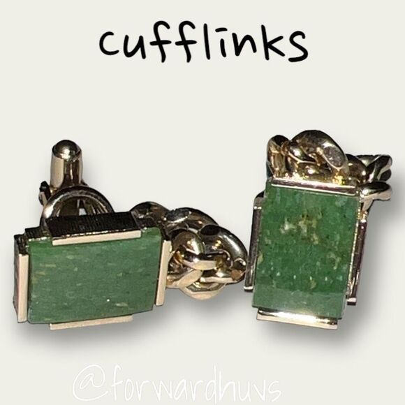 Vintage Stone Cufflinks with Goldtone Chain - Picture 9 of 12